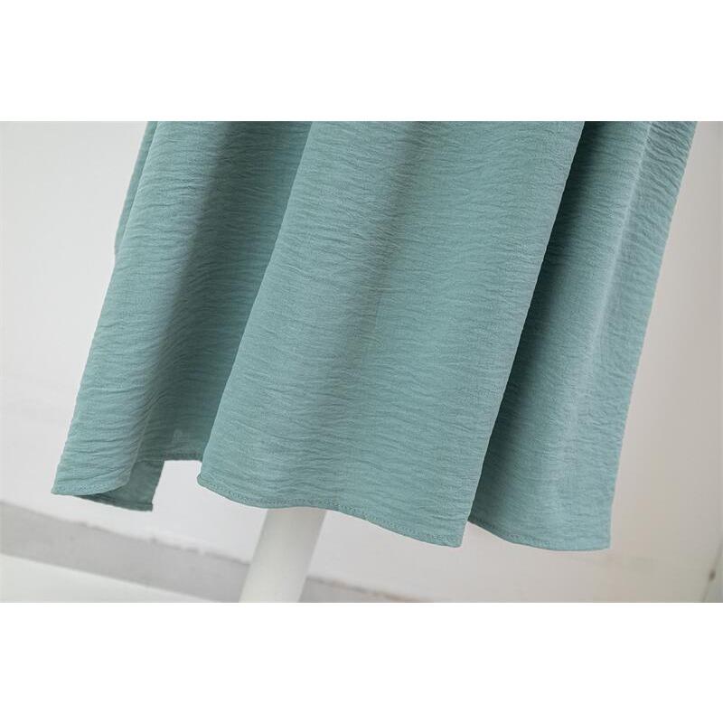 GMXIA Women's Fashion Spring Autumn Solid Color Print Long Sleeve O-Neck High Waist Casual Dresses