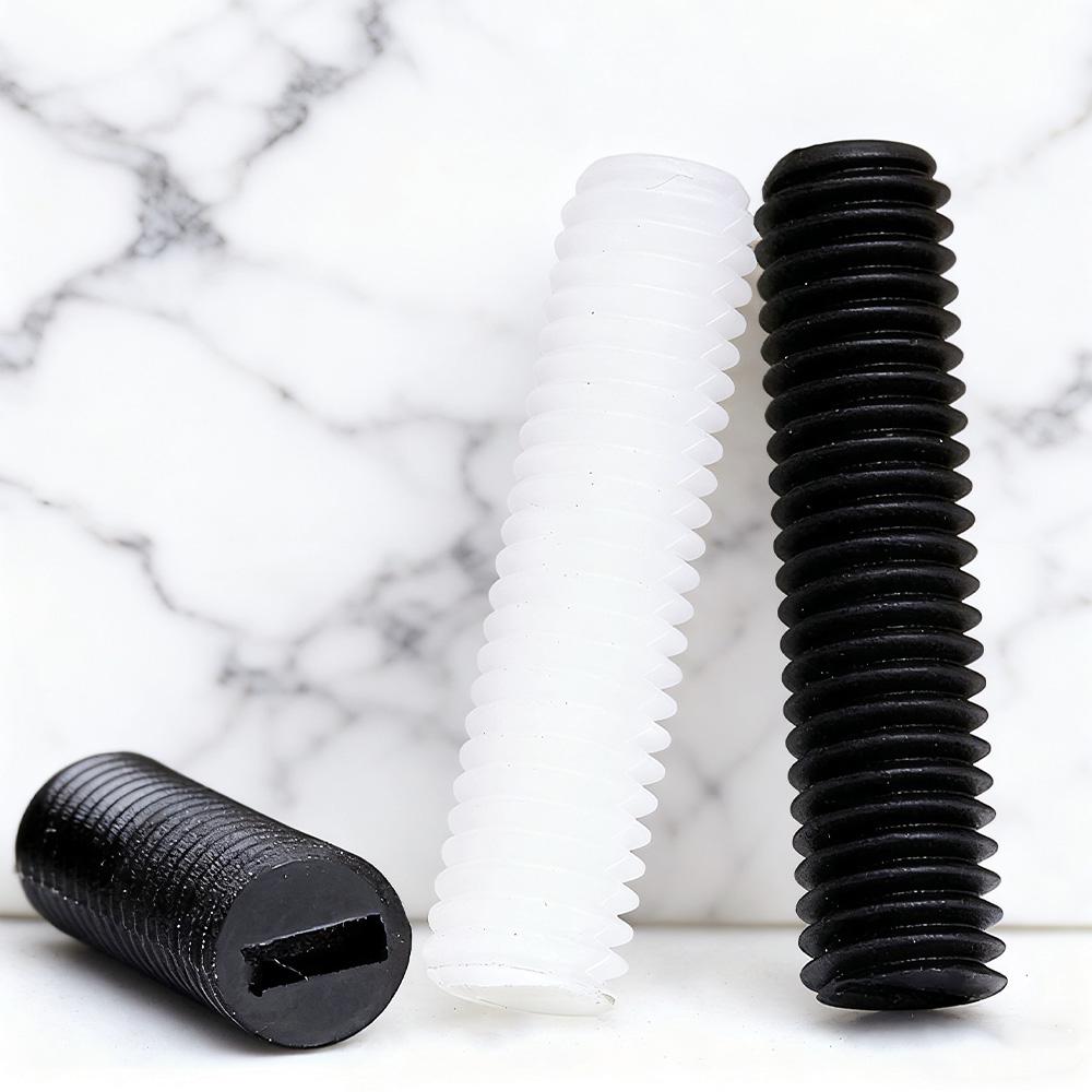 10-100pcs White/Black Nylon Tip Set Screws M3 M4 M5 M6 M8 M10M12 Non-Marring Nylon Slotted Head Screw for Electronics Adjustment