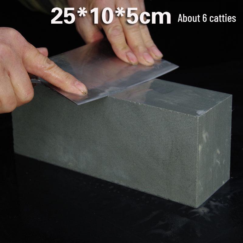 Extra Großes Küchenmesser Schärfset: Traditioneller Ölstein & Grober Schleifstein mit Schlamm