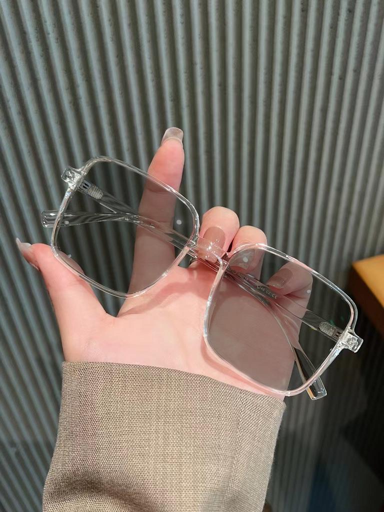 Duże okulary krótkowzroczne ze światłoczułym, zmieniającym kolor, anty-niebieskie, płaskie okulary studenckie, cienkie okulary krótkowzroczne z wykończeniem w gwiazdki