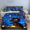Magical Night Cat Decor Set Exquisite Three-Piece Bedding Set Gift For Kids And Adults