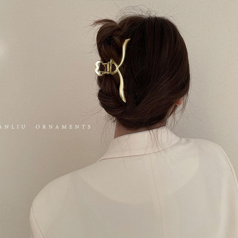 Pinza a morsetto in metallo ad alto livello con fiocco per capelli 2024 per donna: Pinza per Capelli a Forma di Squalo, Grande, Elegante, Stile Freddo, per la Nuca