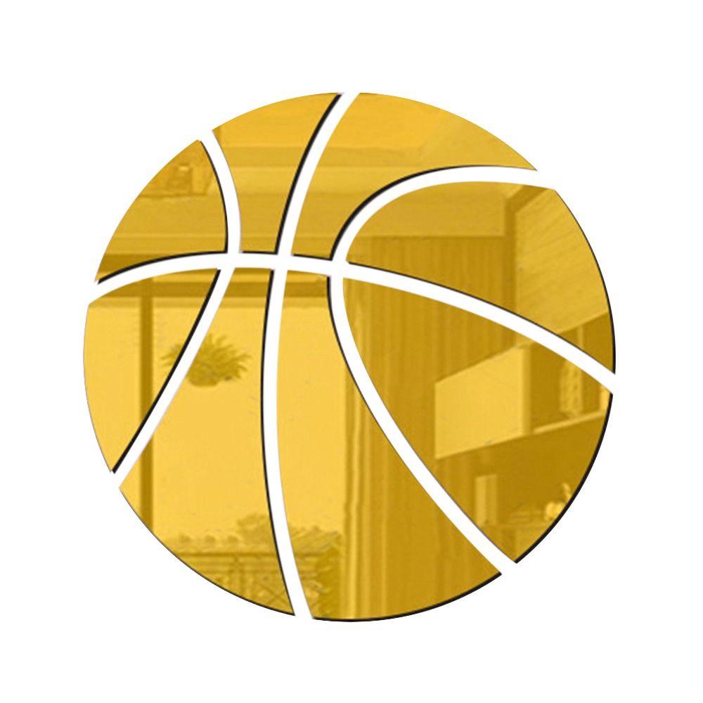 1Set Modern Style 3D Basketball/Football/Rugby Shaped Mirror Wall Sticker Gold/Silver/Black Wall Art Waterproof PVC Mirror Decal
