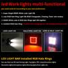 2x 3" Spot Pods LED Work Light RGB Halo Ring Chasing Multi-Color Remote Control