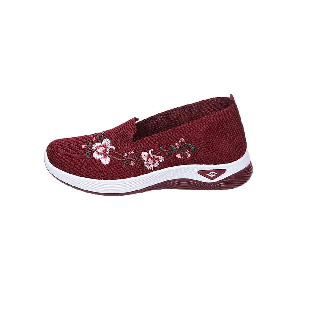 Women's Retro Ethnic Fly-Knit Embroidered Flats - Breathable Spring/Summer Comfort
