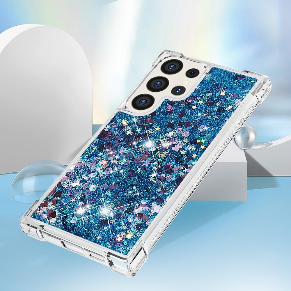 Compatible with Samsung Galaxy S24 Ultra Liquid Case Glitter Cute Clear Phone Case Shiny Quicksand Shockproof Protective Soft TPU Girly Women Case