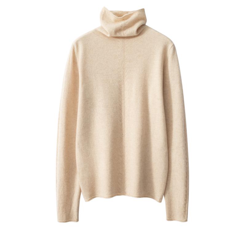 Women's High Neck Cashmere Sweater - Stylish Wheat Ear Knit for Autumn/Winter.