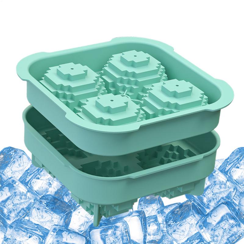 4 Grid 3D Ice Ball Ices Cube Silicone Ices Cube Tray Mold With Lid Reusable Ice Mold Ball For Whiskey Juice Fruit Jelly Ice Mold