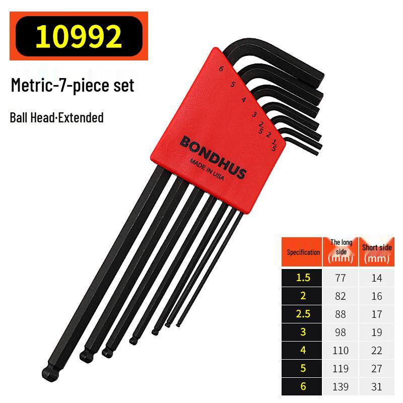 BONDHUS Metric Ball-End Hex Key Set 1.5-6mm