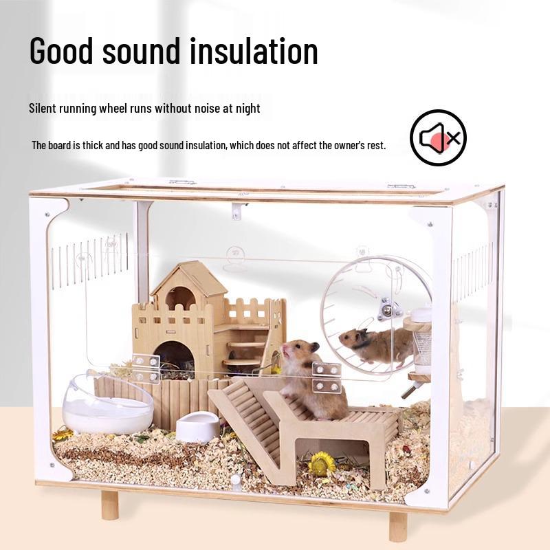Golden Hamster Luxury Villa - Large Acrylic Cage, Starry Sky Design