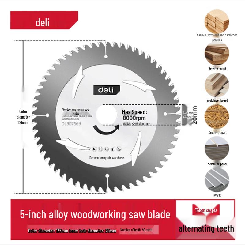 

Deli 125mm 40T Woodworking Circular Saw Blade