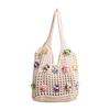 Summer Woven Woven Crochet Mesh Women's Tote Bags Hot Sale Youth Beach Casual Handbag 3D Flower Decoration Handmade Shoulder Bag