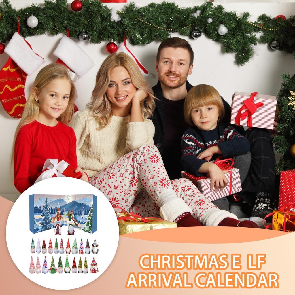 Weihnachts-Adventsspielzeug 24 Tage Countdown-Kalender Adventsfiguren Feiertags-Heimdekoration Puppe für Frauen Männer Kinder Kinder Erwachsene