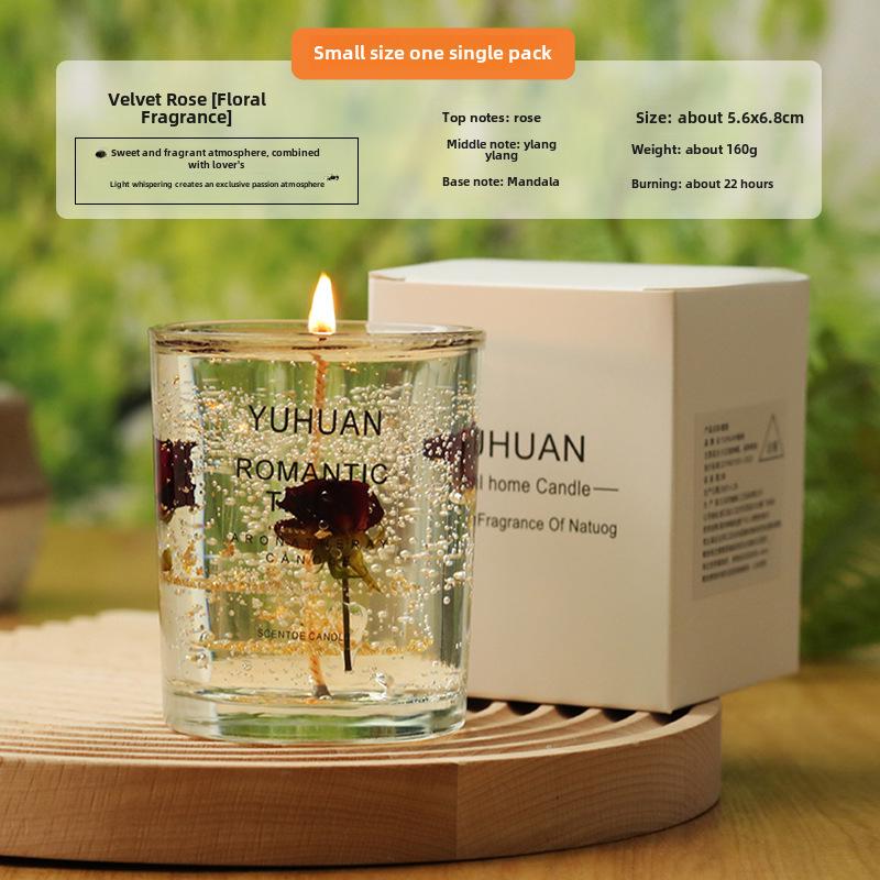 DIY Real Flower Jelly Scented Candle Cup - Creative Souvenir Gift for Girls' Bedroom with Long-Lasting Fragrance.