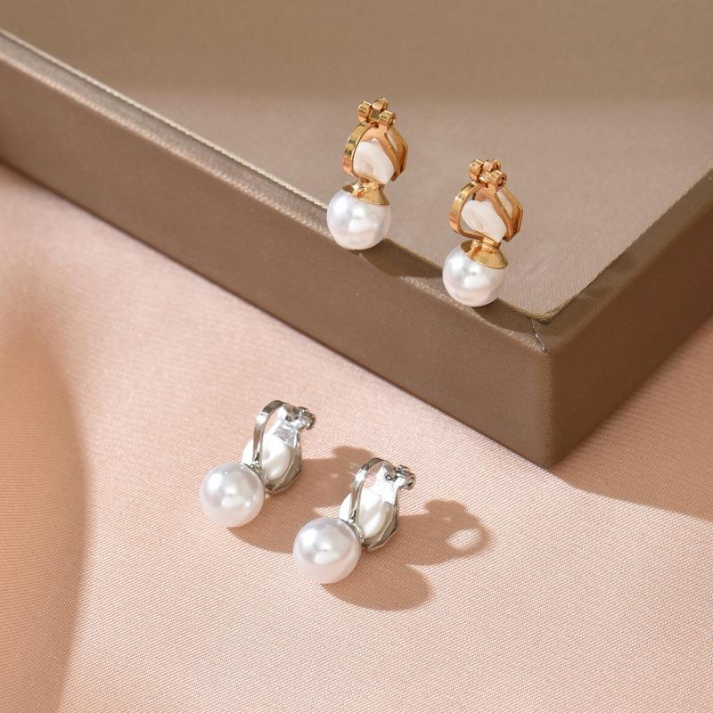 New product simple personality geometric painless pearl ear clips alloy earrings earrings earless accessories