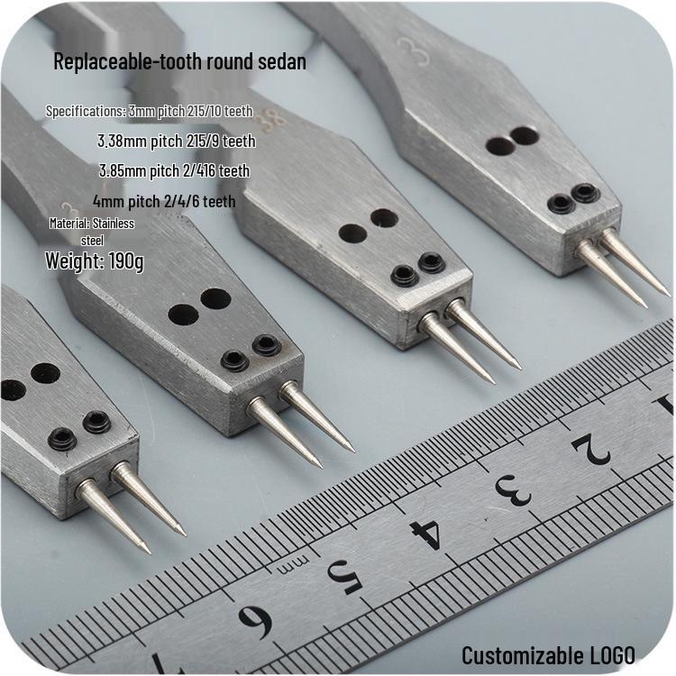 Handgefertigtes Lederstanzwerkzeug mit Edelstahlgriff & austauschbarem rundem Stanzkopf