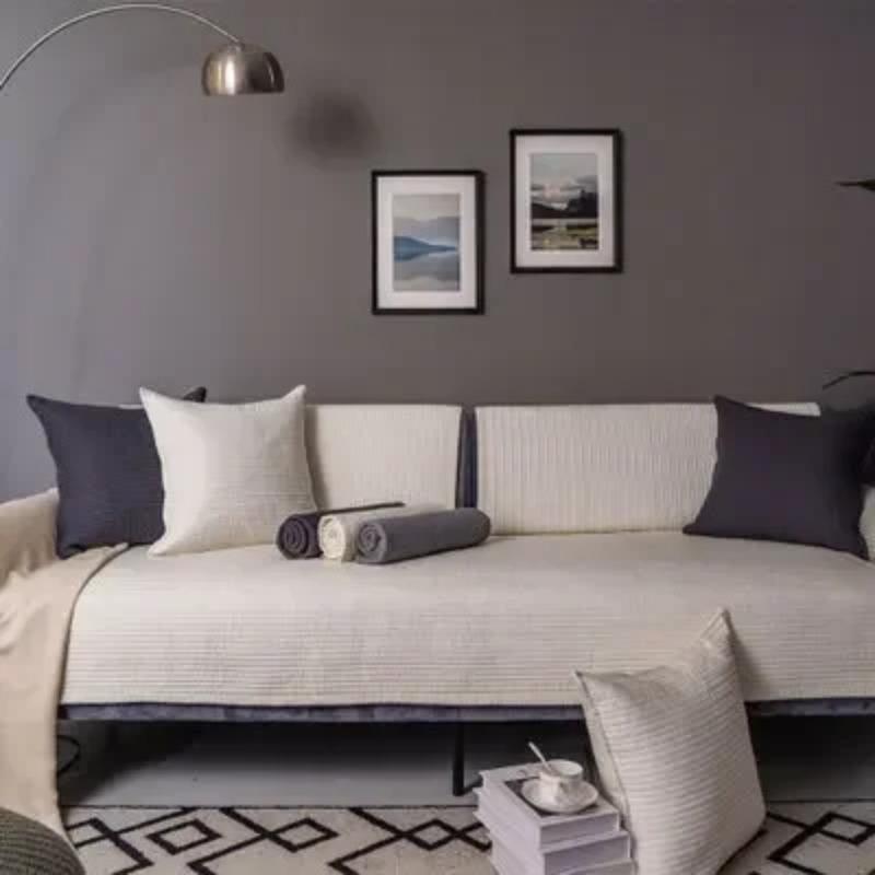 1/2/3/4-seater Sofa Cover Solid Color Sofa Cushion Towel Cotton Couch Cover Modern Non-slip Slipcover Armrests for Living Room