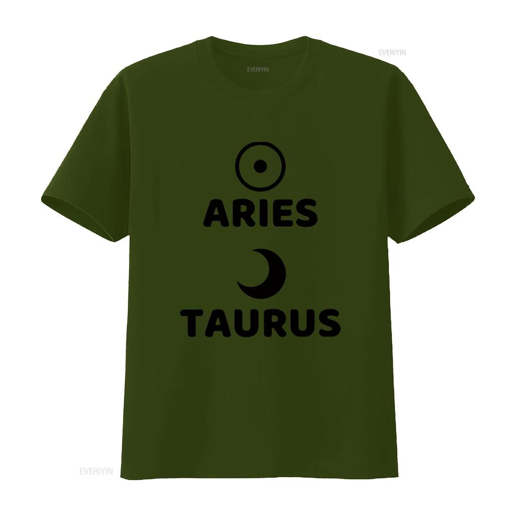 Mens Aries Sun Taurus Moon Astrology Design T Shirt White vintage Washed Soft Breathable Stretched designer clothes streetwear
