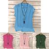 Elegant Womens Summer Button V Neck Short Sleeve T Shirt For Plus Size Ladies