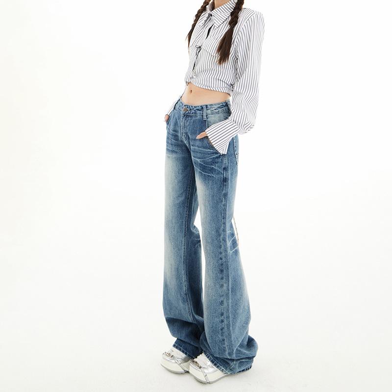 Women's Light Micro-Flare Jeans 2025 Spring/Autumn - Petite Low-Waist, Narrow Straight-Leg, Relaxed Fit
