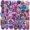 50 Stickers Purple Dark Goth Style Personalized Diy Decorative Stickers Repeatedly Stick Waterproof Stickers