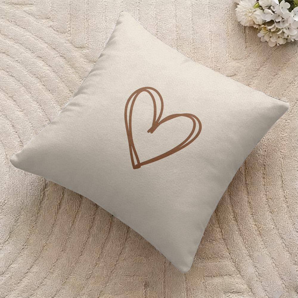 Simplicity Pattern Love Cushion Cover Silky Short Plush Invisible Zipper Dustproof Sofa Pillow Case For Home Decor