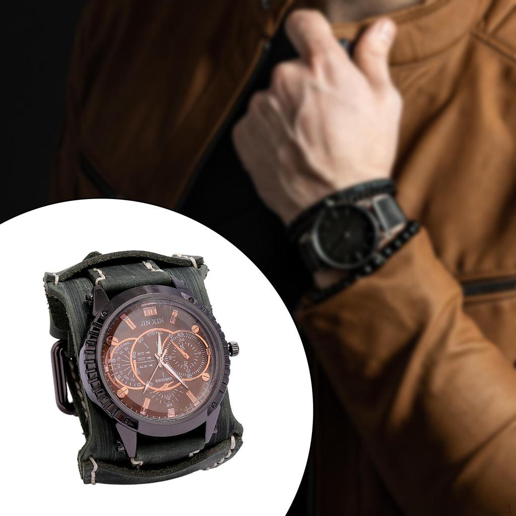 Herren Armbanduhr Manschette Vielseitig Breites Armband Männliche Armbanduhr Lederarmband für Freund