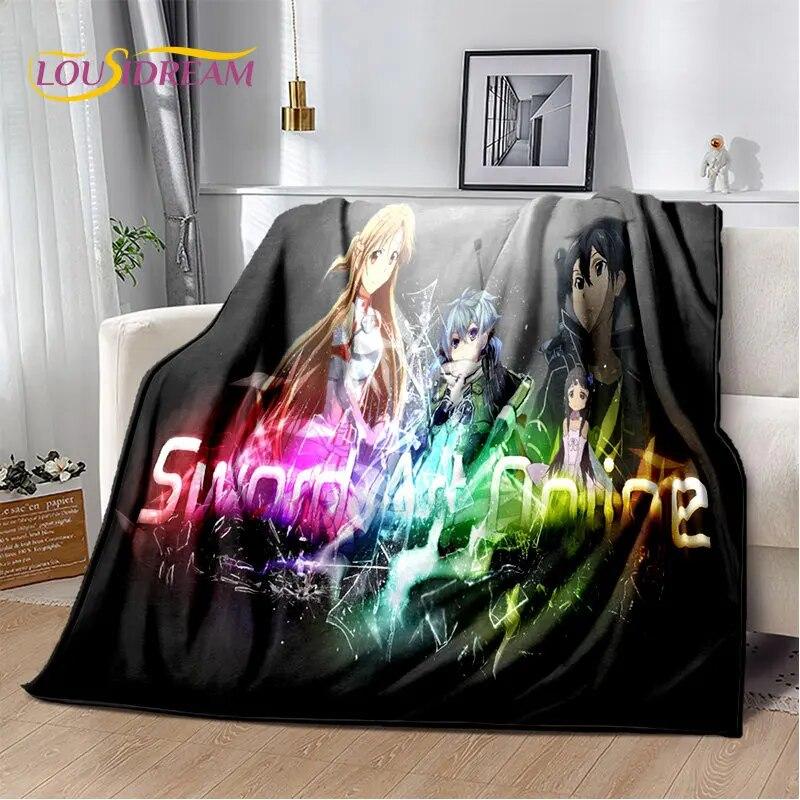 Sword Art Online SAO Anime Cartoon Soft Plush Blanket,Flannel Blanket Throw Blanket for Living Room Bedroom Bed Sofa Picnic Kids