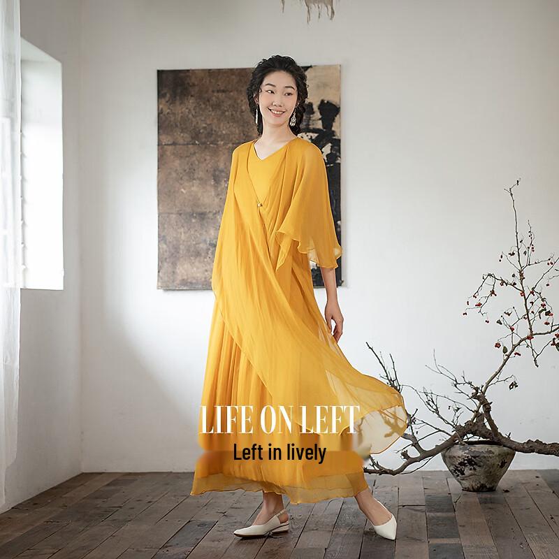 Women s V-Neck A-Line Silk Dress S