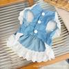 Spring/Summer Pet Clothing Lace Denim Princess Dress Bi Bear Small Dog Dog Dress Cat Clothing