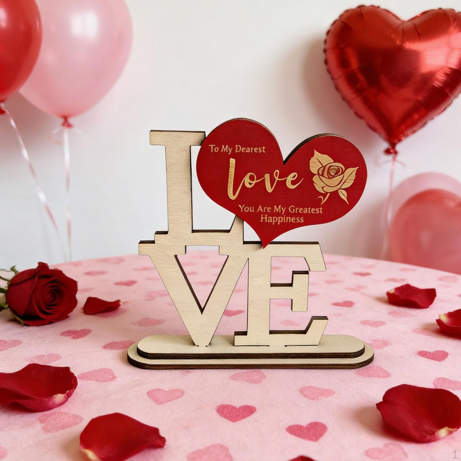 

Table Decoration – Valentine s Day Sign, Romantic Novelty, Collectible, Engagement Decoration, Vertical Red English