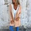 Fashionable Solid Color Long Sleeved Pocket Casual Sweater Cardigan Hooded Jacket