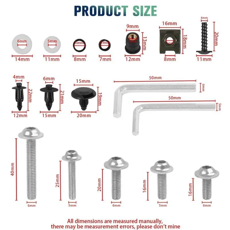 195pcs Fairing Screws Bolt Kit for Suzuki GSXR600 GSXR1000 Hayab GSX1300R GSX600F GSX750F SV1000 SV650 TL1000R/S DL650 DL1000