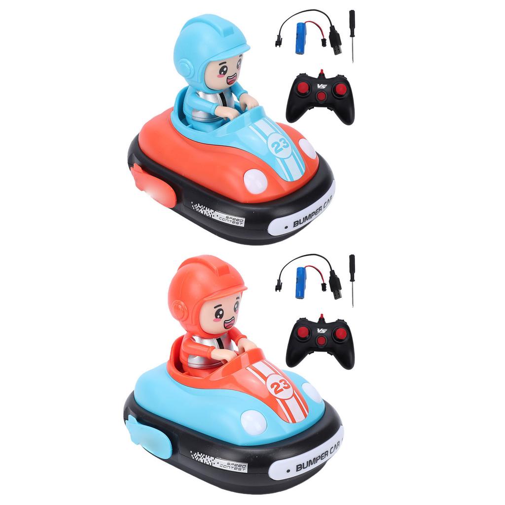 Remote Control Bumper Cars Kids 2 Player Battle Set with Lights Music Toy RC Car for Toddlers Boys Girls Red Blue