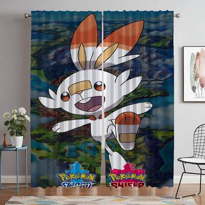 Kitchen Curtains Child Room Pokemon Window Curtain for Room 2 Panel Tulle for Bedroom Shades Home Interior Curtains Partition