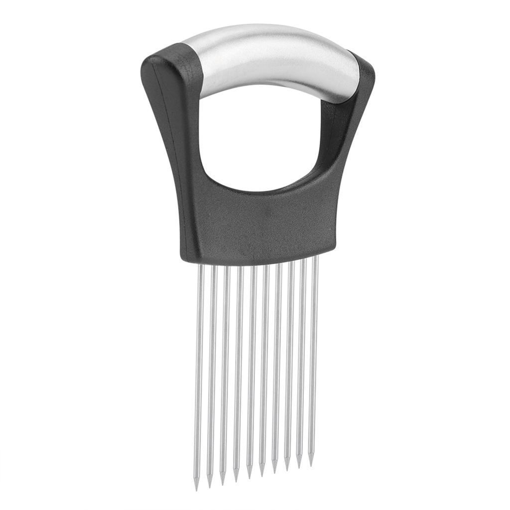Stainless Steel Onion Holder Fruits Veg Meat Cutter Slicer Peeler Chopper with 10 Prongs