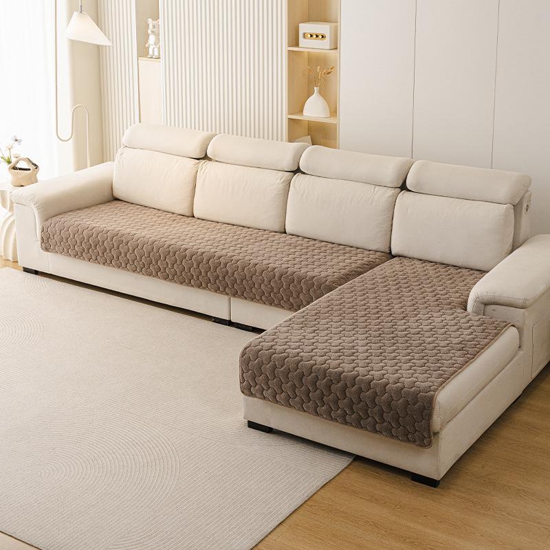 2026 New 1pc Flannel Sofa Cushion, Thickened Warm Plush Non-slip Seat Pads, Protective Throw Cover for Leather Sofa