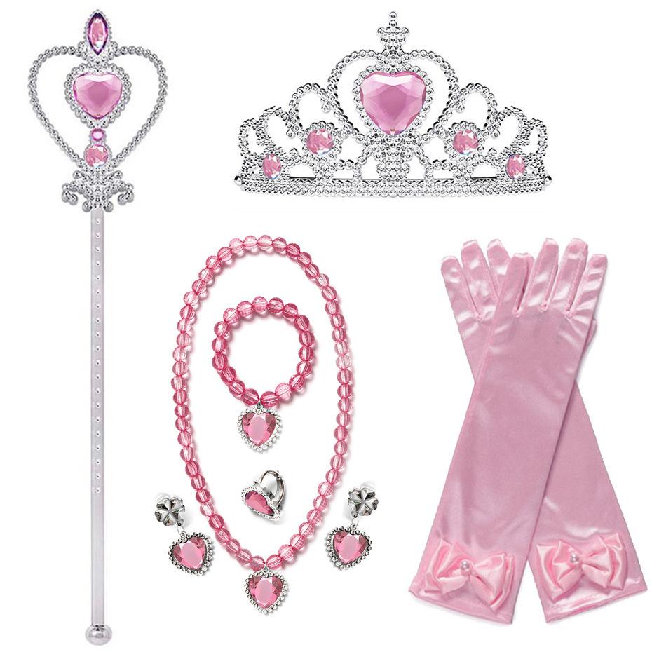 Children'S Accessories Set Love Snowflake Crown Magic Wand Princess Necklace Gloves