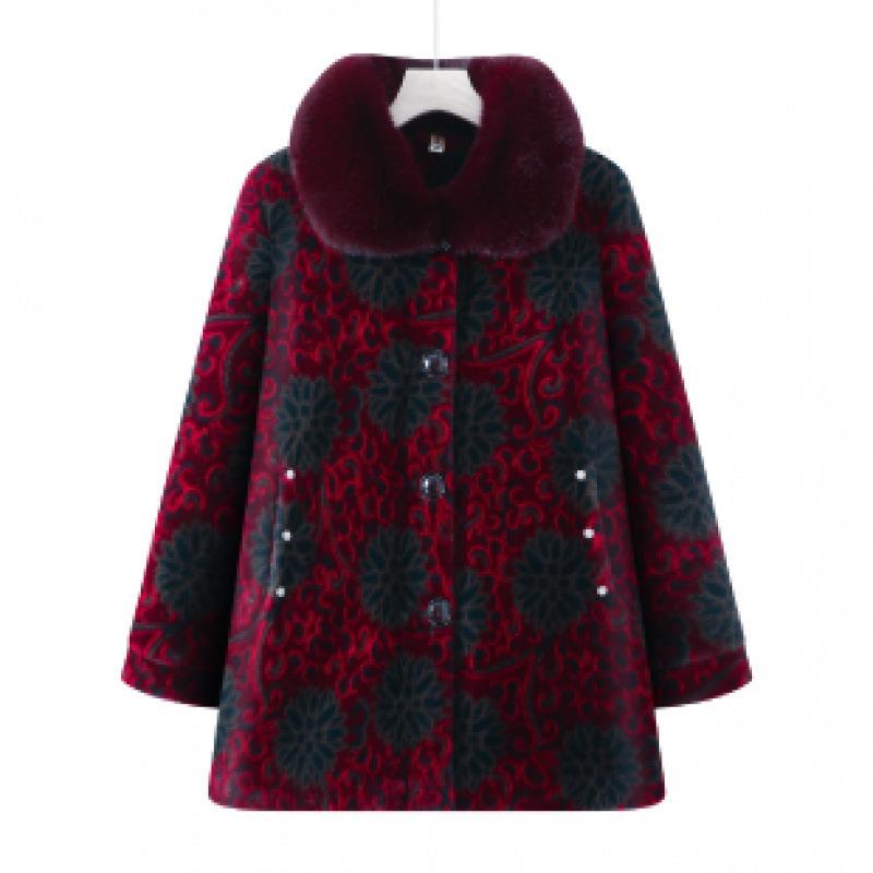 Middle-aged Women's New Grandma Winter Mink Coat Cotton-padded Mother Women's Fleece Coat Thickened Old Lady
