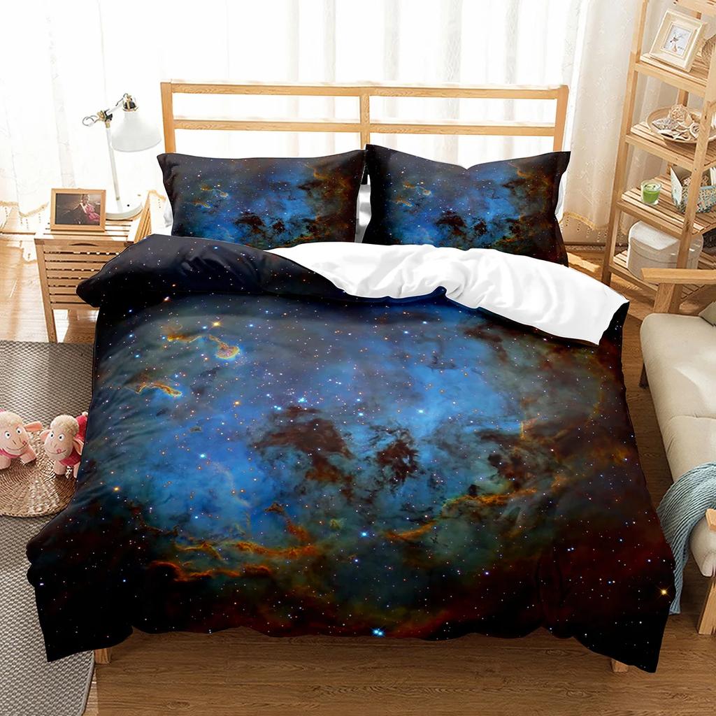 Hubble Image King Queen Duvet Cover Vast Starry Sky Bedding Set Bright Universe Landscape Quilt Cover Polyester Comforter Cover