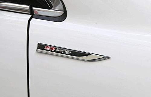 Honda Mugen Fender Side Emblem, Fender Garnish Sport, 3D Sticker, Metallic Chrome Logo (2 Pieces) (MUGEN)