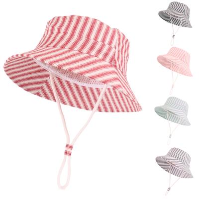 Spring and Summer New Children's Striped Fisherman Hat, Sun Protection and Sunshade Basin Hat, Large Brim Baby Hat