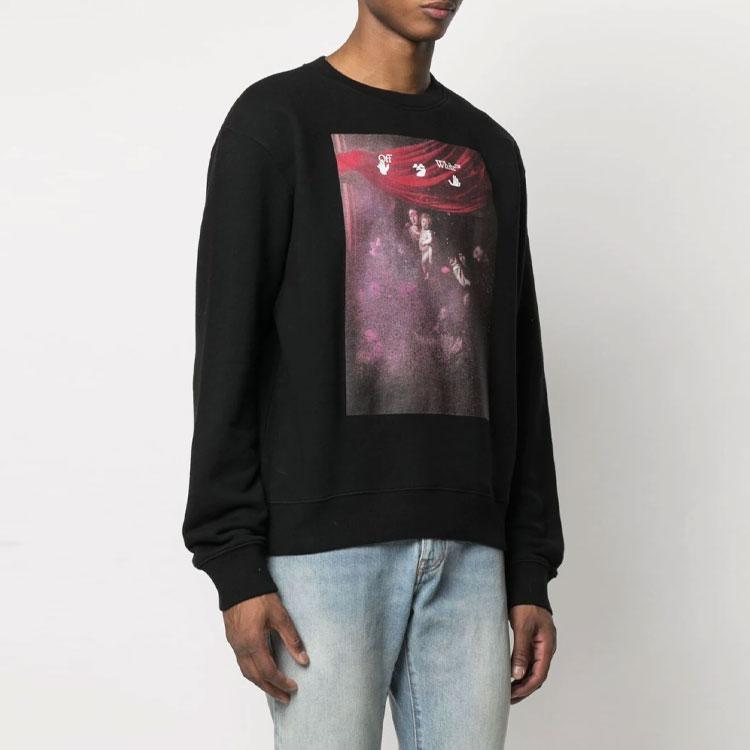 Off-White SS21 Arrows Pattern Print Crew Neck Long Sleeve Sweatshirt Regular Fit Men Tops Black OMBA025S21FLE0091001
