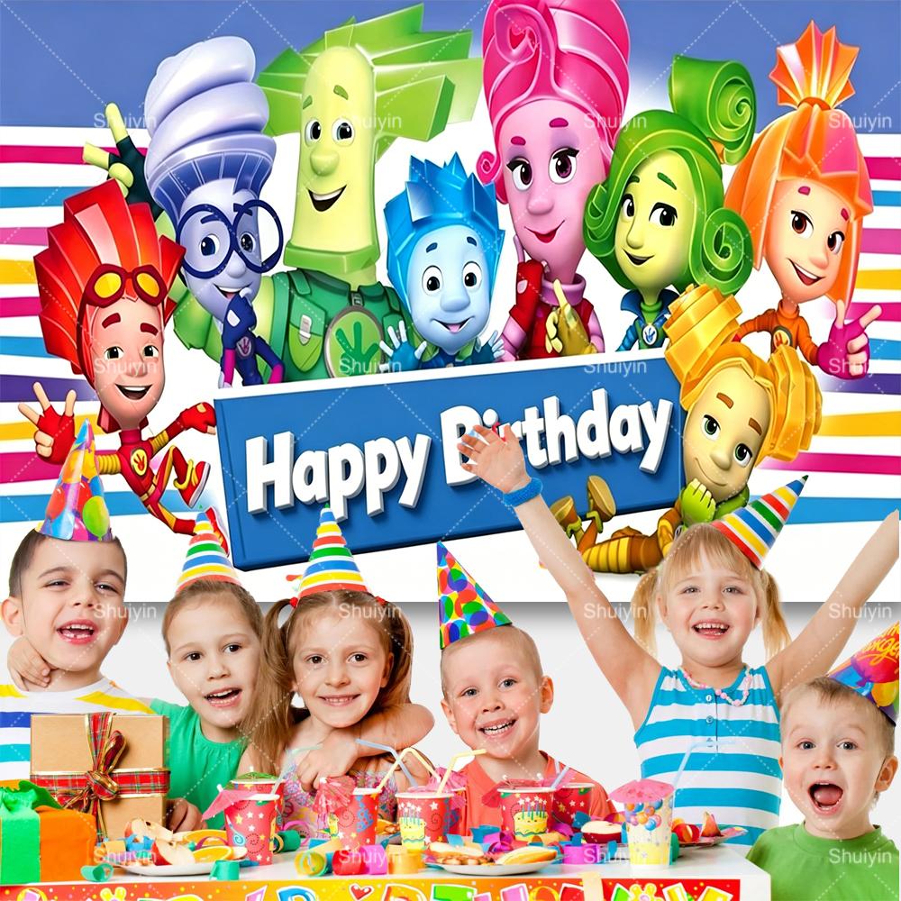 Cartoon The Fixies Backdrop Kids Birthday Decorations Party Supplies Baby Shower Banner Photo Shoot Props Boys Girls Favor Gifts