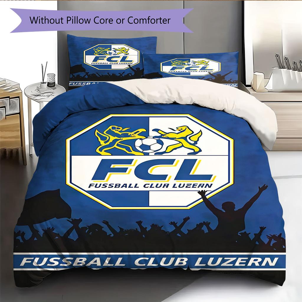Set Copripiumino Trapuntato con Logo FC Luzern Federa Decorazione per la Casa Regalo di Compleanno (1 * copripiumino + 2 * federa, senza nucleo)