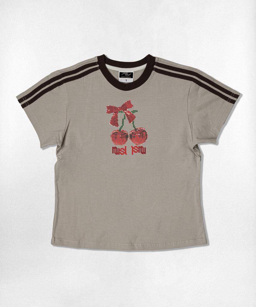 Nasyujeueol Dot Cherry Semi-Crop Short Sleeve T-Shirt 6 Colors