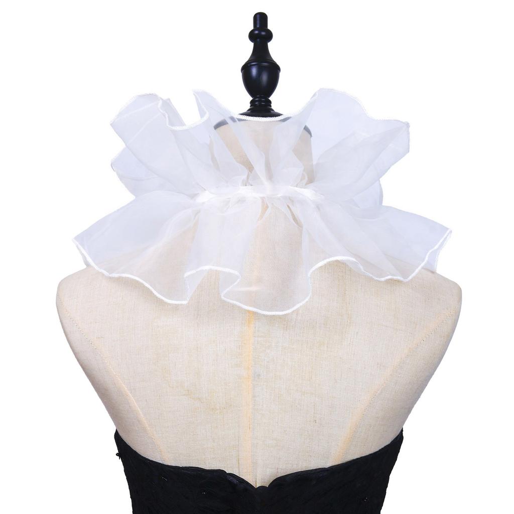 Victorian Ruffled Collar Wrist Cuffs Cosplay Girls Blouse Collar Lapel Shawl Decorative Lapel for Lady Medieval Cosplay