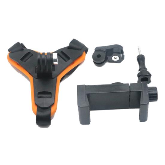 Motorcycle Helmet Chin Mount Holder Detachable Bracket Protective Stand with Fixing Strap for Sports Camera Mobile Phone
