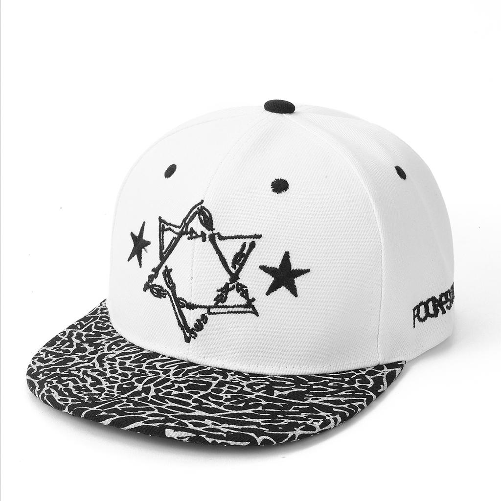 Korean-style Fashionable and Trendy Patchwork Embroidered Five-pointed Star Hip-hop Flat Hat Couple's Sunshade Baseball Cap