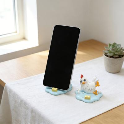 Mobile Phone Holder Resin Slipping Chicken Figure Cute Funny Phone Stand Stable Anti-Slip Base Desktop And Car Use Decorative Gift Accessories